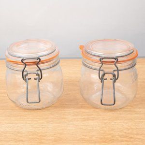 (2) Le Parfait .50 L Mason Glass Canisters With Sealing Lids Made In France